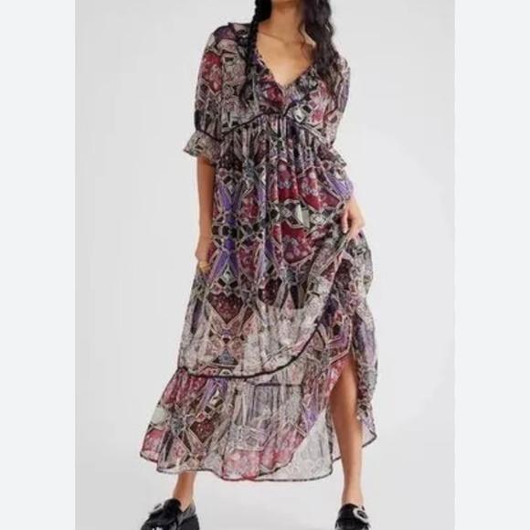 Free People Carmella Printed Maxi Dress Size S. NWT - Picture 1 of 12